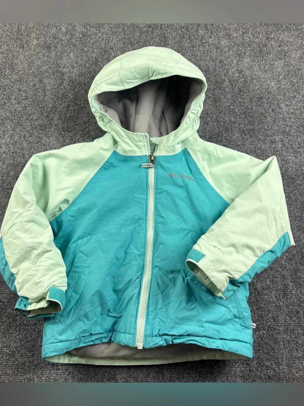 COLUMBIA Girls Mint Green/Blue Winter Snow Hooded Ski Jacket Omni-Heat size: 4t